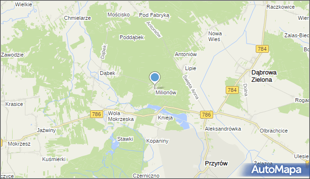 mapa Milionów, Milionów na mapie Targeo